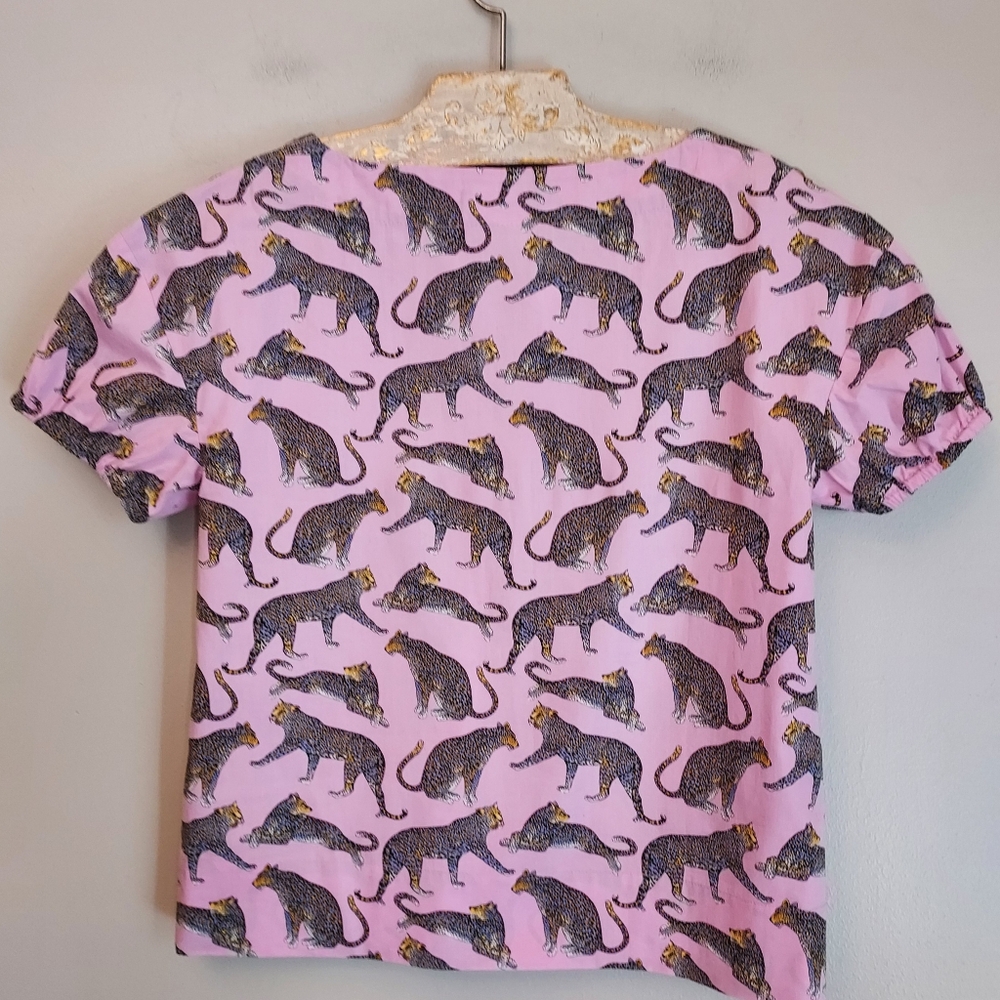 J. Crew Ratti Pink Print Cheetah Print Blouse Top Size XXS - Picture 7 of 10